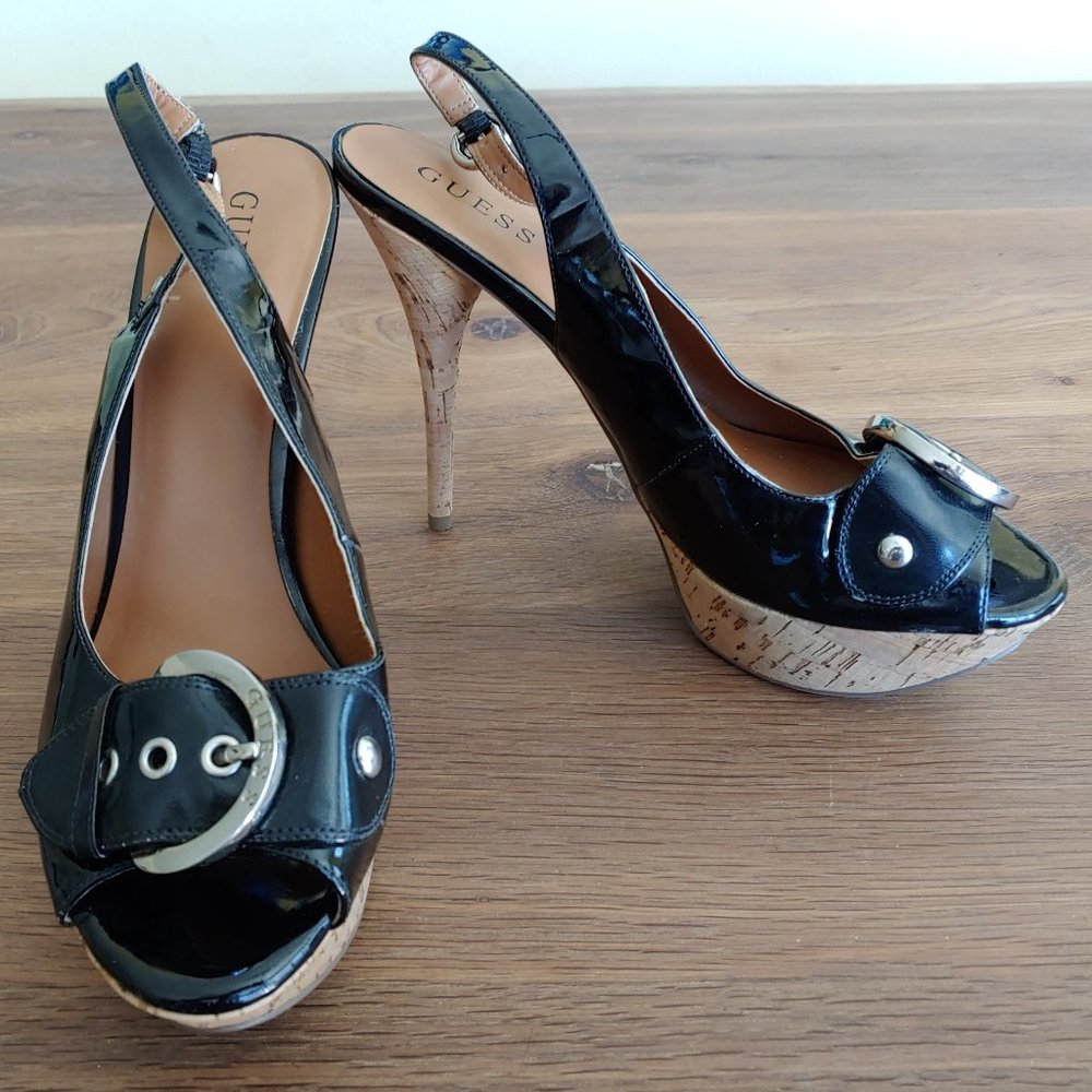 Guess platform slingback pumps size 10
